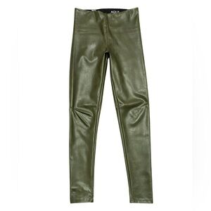 AQUA Olive Green Faux Leather Leggings | Size Small